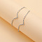 Letter V Alloy Rhinestone Multi-strand Anklets, Silver, 7-1/2 inch(190mm)