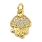 Marine Theme Rack Plating Brass Micro Pave Cubic Zirconia Pendants, Long-Lasting Plated, Cadmium Free & Lead Free, Real 18K Gold Plated, Jellyfish, 16x11x2.5mm