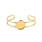 Brass Cuff Bangle Making, Long-Lasting Plated, Golden, 1/2 inch(1.15cm), Flat Round Tray: 20.3mm, Inner Diameter: 2-1/2 inch(6.2cm)