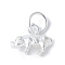 925 Sterling Silver 3D Chinese Zodiac Charms, with Jump Rings, Silver Color Plated, Pig, 8~14x5~11x3~6.5mm, Hole: 3.5mm