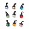 9Pcs 9 Colors Halloween Theme Electroplate Glass Pendants, Witch Hat, with Alloy, Faceted, Mixed Color, 19x11mm, Hole: 1.8mm, 1pc/color
