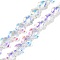 Electroplate Glass Beads Strands, Snowflake, AB Color Plated, Faceted, Clear AB, 9x10x6mm, Hole: 0.9mm, about 70pcs/strand, 24.41''(62cm)