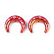 Christmas UV Plating Printed Opaque Acrylic Beads, Moon with Snowflake Pattern, Crimson, 33~34.5x28.5x9.5mm, Hole: 2.8mm