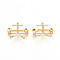 Brass Micro Pave Cubic Zirconia Brooch Findings, Lapel Pin Findings, Real 18K Gold Plated, 17x22x9mm