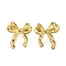 Stainless Steel Earrings, Bowknot, Real 18K Gold Plated, 24x22mm