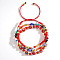 3Pcs 3 Styles Evil Eye Glass Beads Braided Bracelets & Stretch Bracelets Set for Women, with Brass Beads, Mixed Color, Inner Diameter: 6-7/8 inch(17.5cm)~11 inch(28cm)