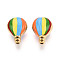 Ion Plating(IP) 304 Stainless Steel Enamel Beads, Hot Air Balloon, Real 18K Gold Plated, Colorful, 16x12x9mm, Hole: 1.6mm