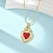 Brass Micro Pave Clear Cubic Zirconia Scared Heart Pendant Necklaces, with Dark Red Enamel, Real 18K Gold Plated, 16.89 inch(42.9cm)