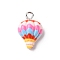Opaque Resin Pendants, Hot Air Balloon Charm, with Platinum Iron Loop, Colorful, 17.5x11.5x7.5mm, Hole: 2mm