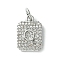 Rack Plating Brass Micro Pave Clear Cubic Zirconia Charms, Long-Lasting Plated, Lead Free & Cadmium Free, Rectangle with Letter Pattern, with Jump Ring, Platinum, Letter Q, 14x9.5x2mm, Hole: 3mm
