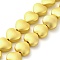 Electroplate Glass Beads Strands, Heart, Matte Golden, 11x12.5x6mm, Hole: 1mm, about 37pcs/strand, 16.14''(41cm)