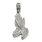 304 Stainless Steel Rhinestone Pendants, Praying Hands, Stainless Steel Color, 43.5x24x6.5mm, Hole: 8x5.5mm