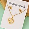 Stainless Steel Pendant Necklaces & Stud Earrings Sets, Golden, Flower, 400mm