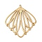 304 Stainless Steel Pendants, Ion Plating(IP), Leaf Charm, Real 18K Gold Plated, 44.5x40x1.5mm, Hole: 1.6mm