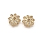 Brass Micro Pave Clear Cubic Zirconia Bead Caps, Flower, Real 18K Gold Plated, 10x4mm, Hole: 1.6mm
