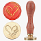 Wax Seal Stamp Set, Sealing Wax Stamp Solid Brass Head, Wood Handle Retro Brass Stamp Kit Removable, for Envelopes Invitations, Gift Card, Heart, 83x22mm