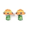 Handmade Lampwork Enamel Beads, Hand Drawn Beads, Mushroom, Green, 17.5~18.5x15~15.5mm, Hole: 1.2mm