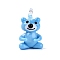 Handmade Lampwork Pendants, Bear Charms, Light Sky Blue, 27.5~30x16.5~17.5x14~17mm, Hole: 2~3.5mm