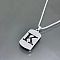 Rectangle with Laser Cut Letter 201 Stainless Steel Initial Pendant Necklaces, Stainless Steel Color, Letter K, 23.62 inch(60cm)