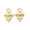 Brass Pendants, Triangle Face/Pizza Charms, Long-Lasting Plated, Lead Free & Cadmium Free, Rack Plating, with Jump Ring, Real 18K Gold Plated, 12x10x2mm, Hole: 3.3mm