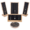4 Styles Bamboo Necklace Organizer Display L Shaped Stands & Rings Display Tray, with PU Leather Mat, Black, 9.5~26.5x6~17x1.7~27.5cm