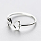 Sterling Silver Double Heart Open Cuff Ring for Women, Silver, Inner Diameter: 16~17mm