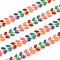 Brass Handmade Chains, Unwelded, with Enameled Cobs, Long-Lasting Plated, Leaf, Real 18K Gold Plated, with Spool, Colorful, 6.5x7x2mm, about 32.8 Feet(10m)/roll