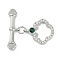 Brass Micro Pave Clear Cubic Zirconia Toggle Clasps, with Glass, Platinum, Rings: 14.5x12.5x2mm, Hole: 1mm, Bar: 21x6x4.5mm, Hole: 1.2mm