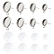 DIY Pendants Making Kit, Including 56Pcs 304 Stainless Steel Stud Earring Settings, Flat Round with Loop, 56Pcs Transparent Glass Cabochons, Half Round/Dome, Stainless Steel Color, 13~20.5x10~16mm, Hole: 2mm, 14Pcs/Style
