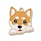 Alloy Pendant, with Enamel, Dog Charm, Sandy Brown, 22.5x19x1.3mm, Hole: 1.6mm