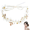 1Pc Simple Crystal Beaded Handmade Hairband for Bride Wedding Bridal Veil Hair Accessories Hair Vine, Antique White, 300mm