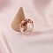 Dried Flower Clear Resin Finger Rings, Misty Rose, US Size 8 1/2(18.5mm)