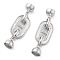 Brass Fold Over Clasps, with Scallop Shells, Oval, Platinum, 36.5mm, Hole: 1.2mm