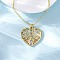 Brass Clear Cubic Zirconia Heart Pendant Necklaces for Women, Real 18K Gold Plated, 17.64 inch(44.8cm)