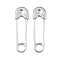 304 Stainless Steel Pendants, Safety Pin Charms, Stainless Steel Color, 31x9x2mm, Hole: 4mm