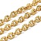 Brass Textured Flat Round Link Chains, Rack Plating, Cadmium Free & Lead Free, Long-Lasting Plated, Unwelded, with Spool, Real 18K Gold Plated, 11x8.8x2mm