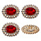 4Pcs 1-Hole Alloy Glass Shank Buttons, Oval, Golden, Red, 23.5x19x10mm, Hole: 2mm