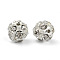 Brass Crystal Rhinestone Beads, Grade A, Nickel Free, 12 Facets, Round, Silver, 10mm, Hole: 1mm