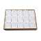 3-Row 15 Grids Imitation Leather Jewelry Pendant Trays, Rectangle Desktop Organizer Case with No Cover, for Pendant, White, 20x30x3cm