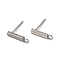Non-Tarnish 304 Stainless Steel Stud Earring Finding, with Horizontal Loop, Rectangle, Stainless Steel Color, 13x3mm, Hole: 1.8mm, Pin: 0.8mm