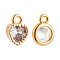 BENECREAT 20PCS Round and Heart Shaped Rhinestone Pendants Gold Plated Dangle Pendants for DIY Jewelry Making Accessories, Hole: 1mm