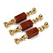 Rack Plating Brass and Rhodochrosite Flod Over Clasps, Rectangle, Real 18K Gold Plated, 52mm