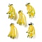 AB Color Resin Pendants, Fruit Charms with Platinum Plated Iron Loops, Banana, 34~35.5x15~15.5x14mm, Hole: 2mm
