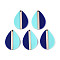 Opaque Resin & Wood Pendants, Teardrop, Two Tone, Midnight Blue, 36~36.5x24.5x3.5mm, Hole: 2mm