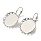 Brass DIY Leverback Earring Settings, Flat Round, Platinum, Tray: 20mm, 32x21mm