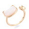 Cat Shape Brass Shell Cuff Ring Settings, for Half Drilled Beads, Cadmium Free & Nickel Free & Lead Free, Real 18K Gold Plated, Pin: 1mm, 10.2mm, US Size 6 3/4(17.1mm)