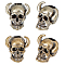 4Pcs 2 Colors Brass European Beads, Large Hole Beads, Skull, Mixed Color, 20x19x18mm, Hole: 5.5mm, 2pcs/color