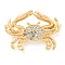 Golden Zinc Alloy with Rhinestone Brooches, Twelve Constellations, Cancer, 32x46x6mm
