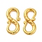 Rack Plating Brass Hook and S-Hook Clasps, Cadmium Free & Lead Free, Long-Lasting Plated, Real 18K Gold Plated, 13x9.5x2mm, Hole: 3mm