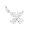 925 Sterling Silver Micro Pave Cubic Zirconia Pendants, Butterfly Charms, with Jump Ring, Clear, 10x11.5x3mm, Hole: 3mm